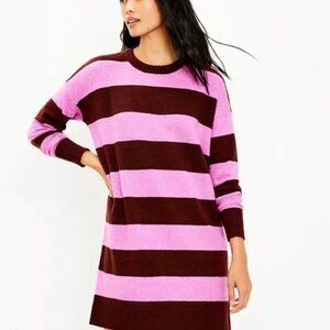 LOFT Striped Oversized Sweater Dress Long Sleeves Cozy Chic
